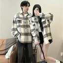 ペアルック 長袖シャツ 春 秋 レディース アウター 厚手 winter チェック ペアルック カップル お揃い 服 トップス クリスマス プレゼント リンクコーデ ペア カップル ペアルック ブランド コーデ メンズ ブランド かわいい スウェット 人気 冬 秋服
