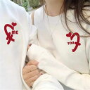 ペアルック トレーナー 春 裏起毛 可愛い ハート uネック フードなし ゆったり ブランド ペアルック カップル お揃い 服 秋 冬 レディース おしゃれ ペアルックトレーナー 大きいサイズ リンクコーデ ペアルック 冬 カップル お揃い プレゼント コーデ メンズ ブランド