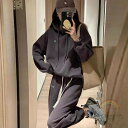ジャージ 上下セット レディース カジュアル パーカー 秋 フード付き 韓国 2点セット セットアップ 女の子 おしゃれ 上下 セット スウェット 長袖 春 冬...