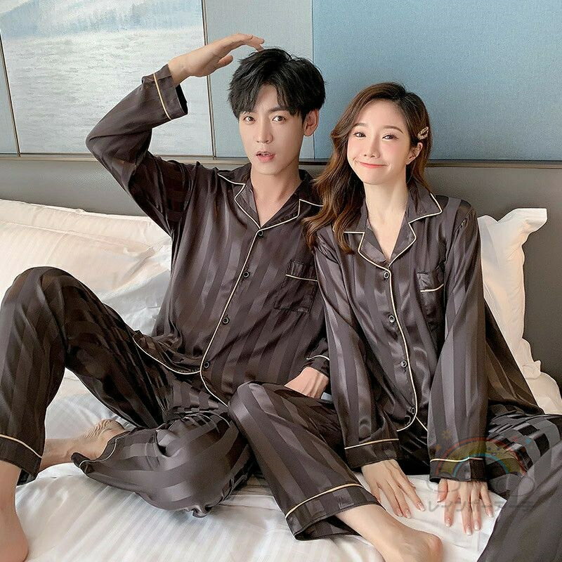 ペア パジャマ 合成シルク 長袖 男女2着 セット 薄手 シルク 春 秋 ギンガムチェック 長袖 夏 レディース 2点セット 高級 サテン メンズ パジャマ 結婚祝い プレゼント ペアパジャマ 春夏 シルクの質感 カップル ペア ルームウェア セクシー おしゃれ 人気 部屋着