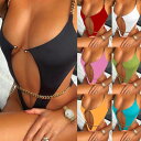 ワンピース 水着 モノキニ ハイレグ セクシー Tバック かっこいい 海外 水着 レディース ブラジリアン風 チェーン カットアウト 黒 白 無地 ピンク 赤 ...