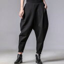 2色 パンツ クロップド 黒 個性的 クロッチパンツ サルエルパンツ レディース カッコイイ クール レッド ブラック コーデ ロング丈 9分丈 ワイド ズボン...