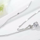 ネックレス キュービックジルコニア ホワイト 真鍮 シルバー 小豆 アズキチェーン カニカン ラウンド 大粒 4本爪 上品 エレガント おしゃれ 40+5cm