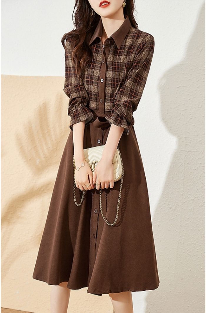 ワンピース レディース シャツワンピース ロング 長袖 前開き ロングシャツ シャツワンピ 小きいサイズ 春秋