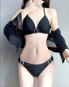 ビキニ 水着 レディース かっこいい 黒 ハート きれいめ 水着 上下セット クリスタル キラキラ ビジュー ブラック 三角 紐ビキニ キャミソール 個性的 大...