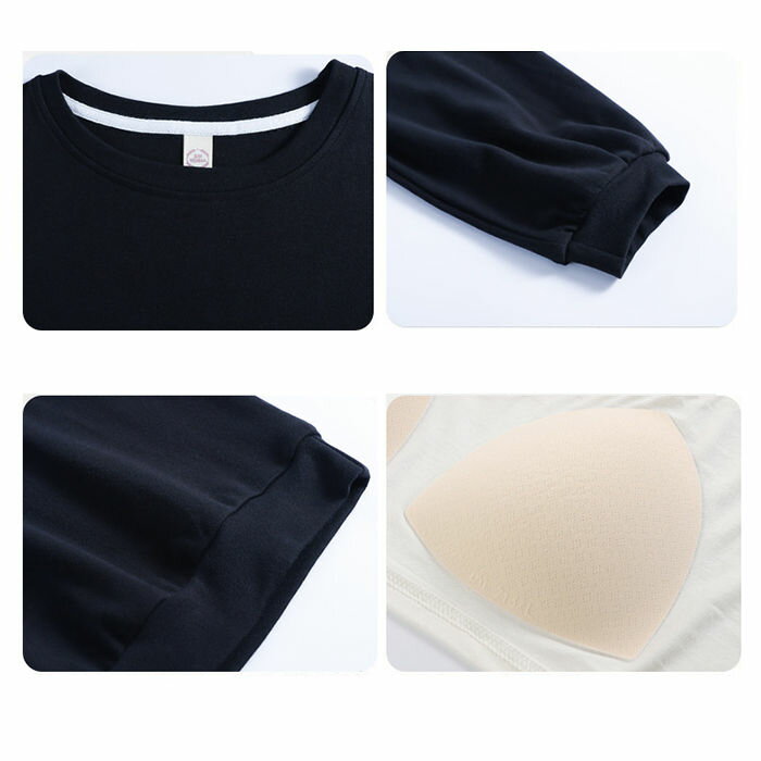 ルームウェア カップ付き パジャマ 上下セット 綿100％ 部屋着 長袖 秋冬 Tシャツ セットアップ ロングパンツ コットン100% パジャマ 外出 レディース 無地 可愛い 柔らか ウエストゴム ナイトウェア 寝間着 ゆったり 通気性 吸湿性