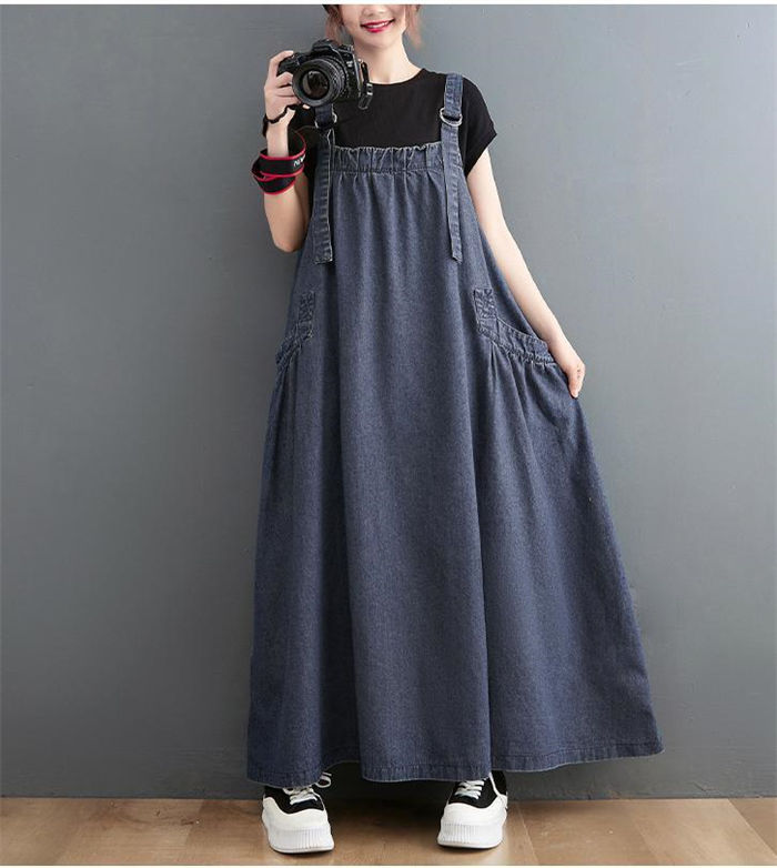 ジャンパースカート レディース デニム ワンピース サロペットスカート キャミワンピース 重ね着 ゆったり ワンピ ロングワンピース オールインワン ジャンパー サロペット スカート マキシ丈 オーバーサイズ デニムワンピ