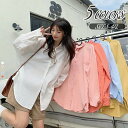 ロングシャツ トップス シャツ レディースシャツ オーバーサイズ 羽織り ビッグシャツ 無地 ゆったり バギーサイズ 長袖 体型カバー 女の子 ガールズ 女性フ...