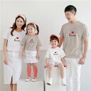 親子 ペアルック tシャツ ペア 白 灰色 ハート 夏服 親子コーデ 赤ちゃん 親子ペアtシャツ 半袖 コーデ 夏 家族 お揃い tシャツ ブランド 大人 子供...