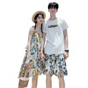ペア水着 カップル 水着 ペア レディース ワンピース メンズ tシャツ サーフパンツ 男性用海パンツ ワンピースタイプ 体型カバー 大きいサイズ ペア 結婚祝...