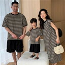 親子 ペアルック tシャツ ワンピース ボーダー ペア 夏服 親子コーデ 赤ちゃん 親子ペアルック ペアtシャツ 半袖 コーデ 夏 家族 お揃い tシャツ ブラ...