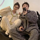 ペアパジャマ 冬 モコモコ 男女2着 セット 長袖 前開き シンプル ファッション 柔らかい カップル ペア ルームウェア ペア パジャマ 夫婦 もこもこ メン...