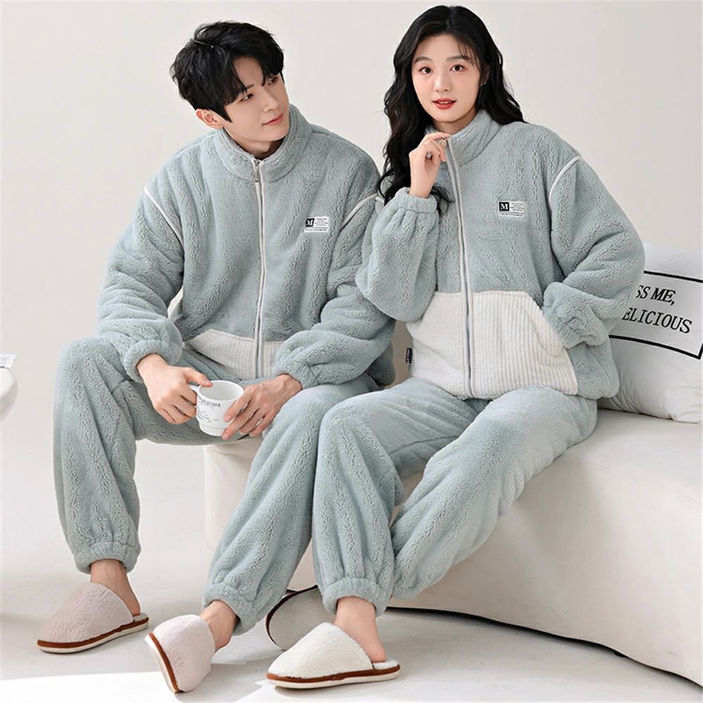 ペアパジャマ 冬 モコモコ 男女2着 セット 長袖 前開き ファッション 韓国風 シンプル カップル ペア ルームウェア ペア パジャマ 夫婦 もこもこ メンズ ペアパジャマ カップル 秋冬 結婚祝い プレゼント ペアパジャマ カップル お揃い ギフト ルームウェア 部屋着