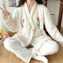 マタニティ パジャマ 冬 モコモコ 花形 vネック シンプル 長袖 マタニティ ルームウェア 授乳口 付き ウエスト調節 パジャマ 上下セット マタニティ パジ...