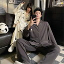 ペア パジャマ 長袖 男女2着 セット 秋 冬 前開き パンダ 可愛い シンプル ペア ルームウェア 結婚祝い プレゼント カップル ペア パジャマ 冬 ギフト...