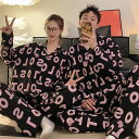 ペア パジャマ 長袖 男女2着 セット 秋 冬 前開き カジュアル おしゃれ カップル ペア ルームウェア 結婚祝い プレゼント カップル ペア パジャマ 冬 ...