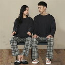 ペア パジャマ 長袖 男女2着 セット 秋 冬 チェック 無地 シンプル カップル ペア ルームウェア 結婚祝い プレゼント カップル ペア パジャマ 冬 ギフ...