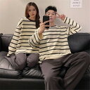 ペア パジャマ 長袖 男女2着 セット 秋 冬 ボーダー 柔らかい シンプル カップル ペア ルームウェア 結婚祝い プレゼント カップル ペア パジャマ 冬 ...