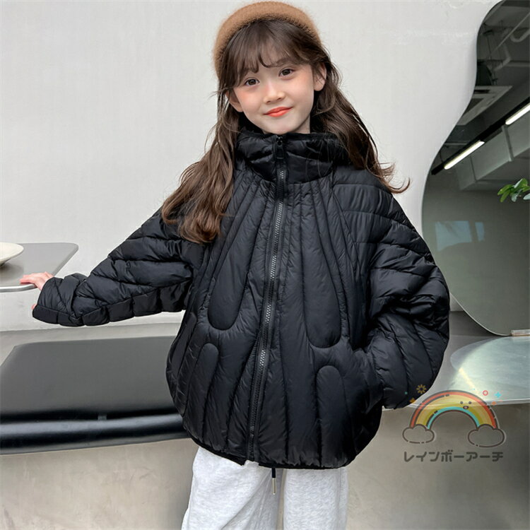 楽天レインボーアーチコート キッズ ジュニア 中綿コート 女の子 ジャケット ロング 通学 キッズ服 防寒 秋冬 ジュニア アウター 冬 通園 アウトドア キッズジャケット 防寒保温効果抜群 ブラック ベージュ120cm 130cm 140cm 150cm 160cm 170cm