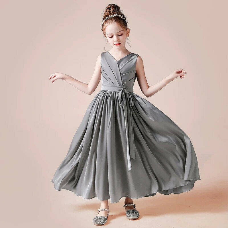 子供ドレス 子どもドレス キッズドレス ジュニア キッズ ドレス ピアノ発表会 発表会 中学生 高校生 大人 発表会 演奏会 大きいサイズ ロング ワンピース オーダー メイド 100 110 120 130 140 150 160cm セミオーダー グレー 2022年 新商品