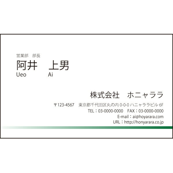 名刺印刷 表面カラー印刷 テンプレート01【ゆうパケット配送で送料無料】