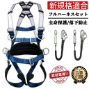 フルハーネス セット安全帯 新規格適合 墜落制止用器具 伸縮式ダブルランヤード ワンタッチバックル ランヤード 2022 新規格 全身保護 落下防止 電気 工事現場 高所安全作業用 病院 介護 使用可能質量 100kg
