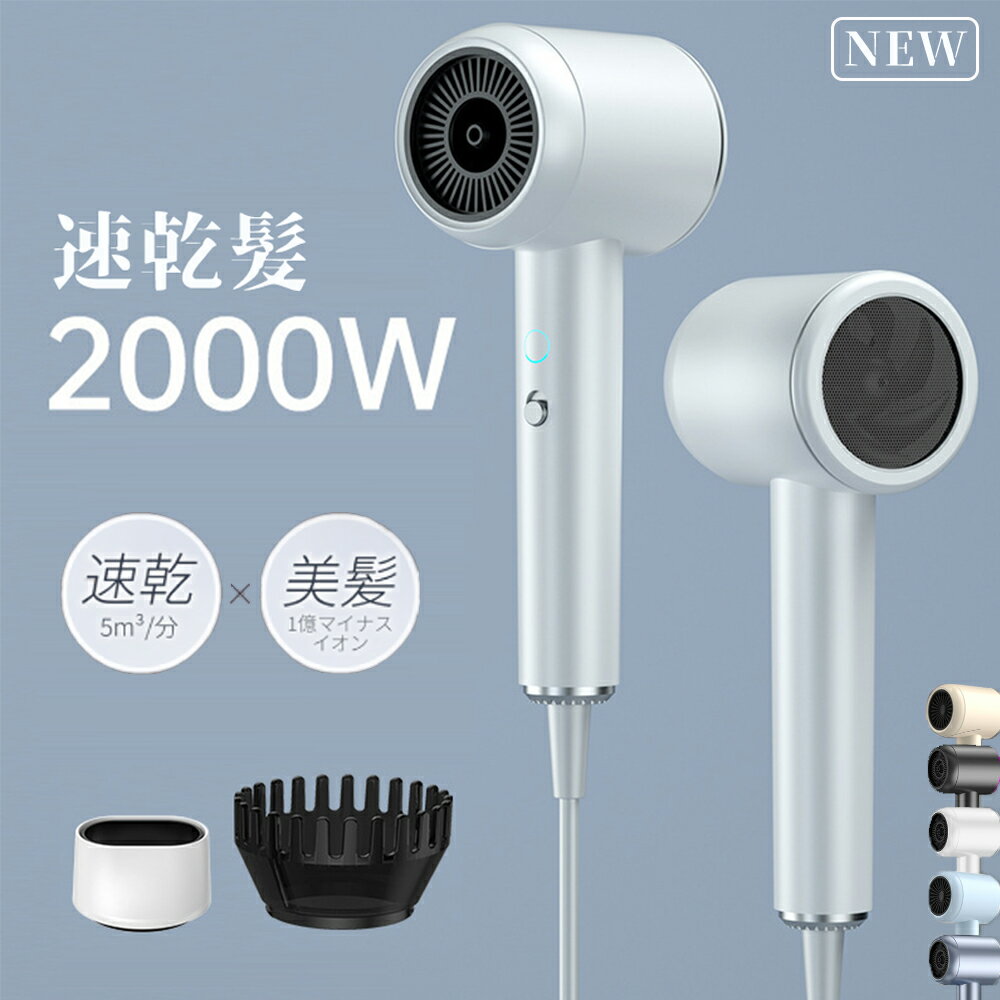 限定2000円OFF ドライヤー 1位 大風量 速乾 マイナスイオン ダブルケアドライヤー 冷熱交互 1300W 速乾 23m/s大風速 大風量 軽い 1億 高...
