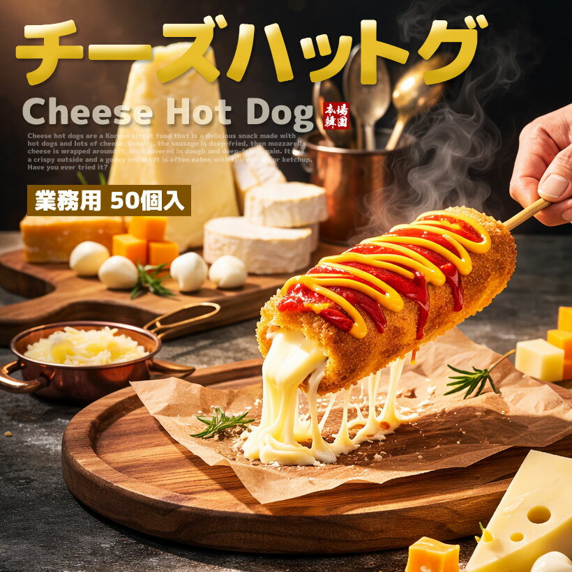 【冷凍完成品 業務用50本入 135g×50本】韓国屋台の味をそのまま再現！外カリ中とろ～り♪業務用にも◎冷凍完成品チーズハットグ 【モッツァレラチーズ100％使用】【簡単調理】【韓国グルメ】