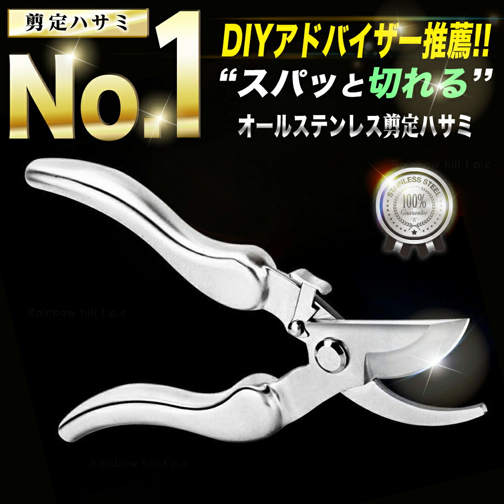 【楽天1位 ★DIYアドバイザー監修 】 剪定ばさみ ハサミ 枝切りバサミ 剪定はさみ シルバー ステンレス 握りやすい 剪定バサミ 剪定鋏 せんていばさみ 枝きりばさみ 庭木の剪定 銀 園芸 ハサミ …