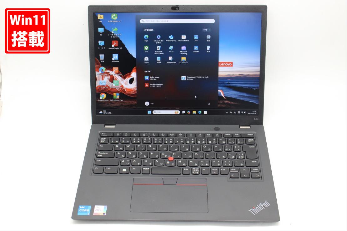 良品 フルHD対応WUXGA 13.3インチ Lenovo ThinkPad L13 Gen3 Windows11 10コア 卓越性能 第12世代Core i5-1235u 16GB 爆速NVMe式256GB-SSD カメラ Wi-Fi6 Office付き Win11【中古ノートパソコン 中古パソコン 中古PC】送料無料 あす楽対応 即日発送（Windows10も対応可能 ）