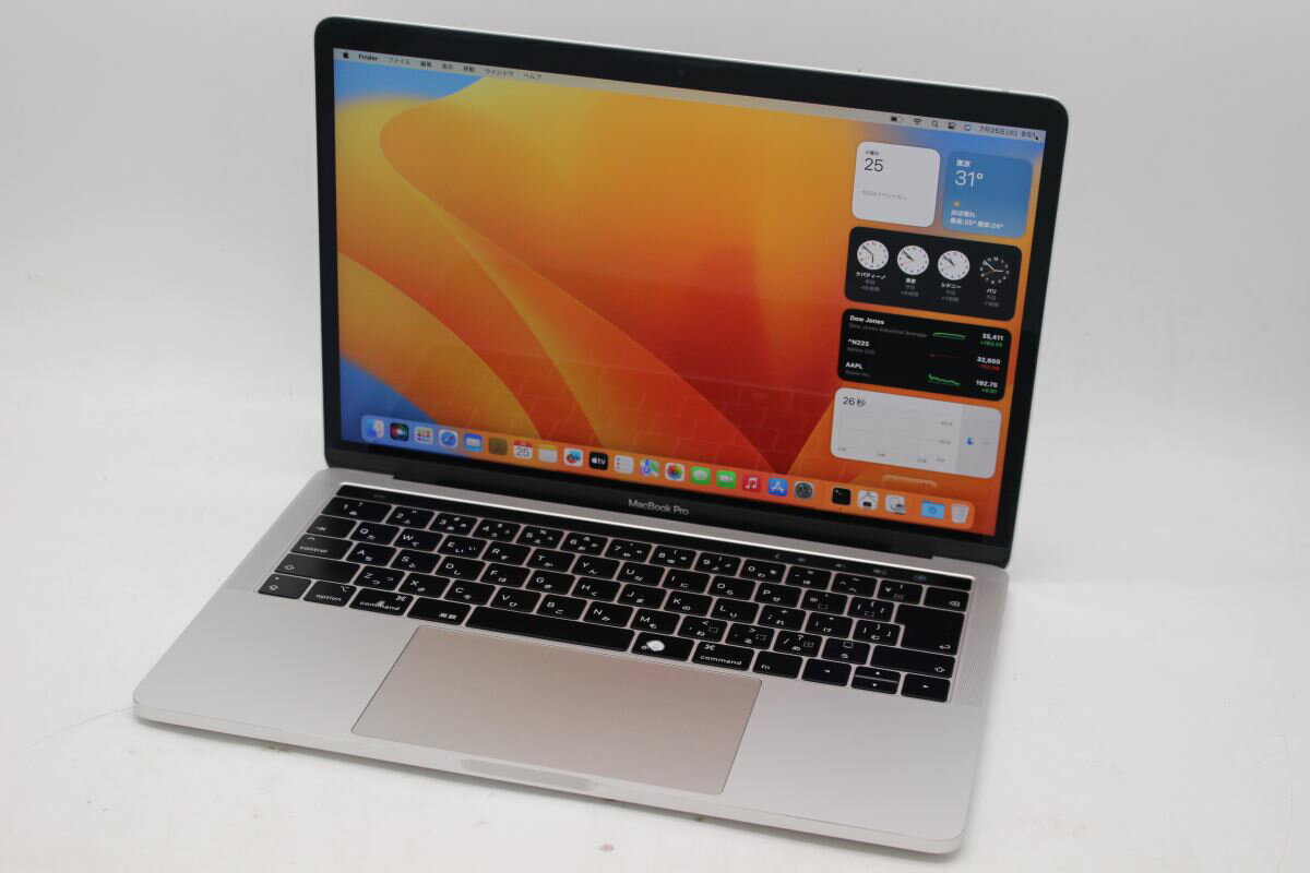 送料無料 あす楽対応 即日発送 中古 2K対応 13.3インチ Apple MacBook Pro A1989 Mid-2019 (Touch Bar) シルバー macOS Ventura(正規版Windows11追加可能) 高性能 八世代Core i7-8569u 16GB 爆速NVMe式512GB-SSD カメラ 無線 リカバリ ノートパソコン 中古パソコン 中古PC