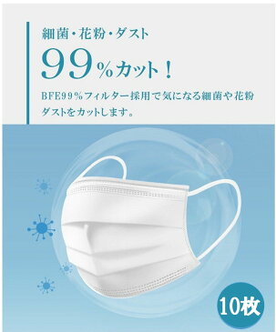 【在庫あり】マスク 10枚 フェイス マスク 3層不織布 構造マスク ウイルス飛沫防止 花粉対策 PM2.5対応 99%カット 抗菌 高性能 立体 防護 サイズ17.5x9cm