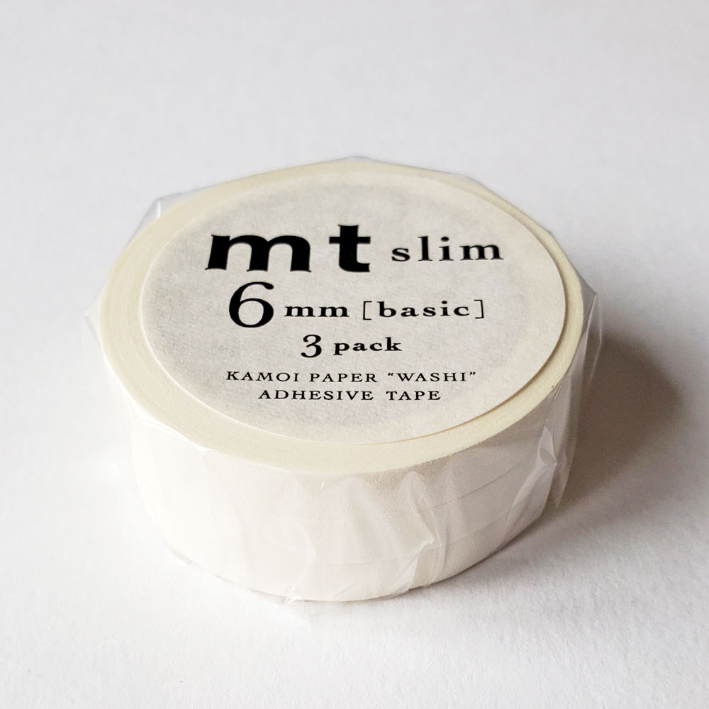 【mtカモ井加工紙】マスキングテープslim K　6mm　ホワイトR　3巻入り