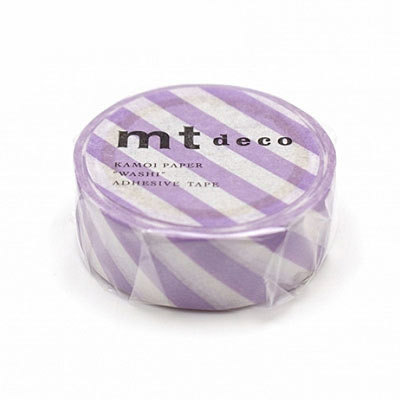 【mtカモ井加工紙】マスキングテープ　1P斜めストライプ・ライラック紫パープルR