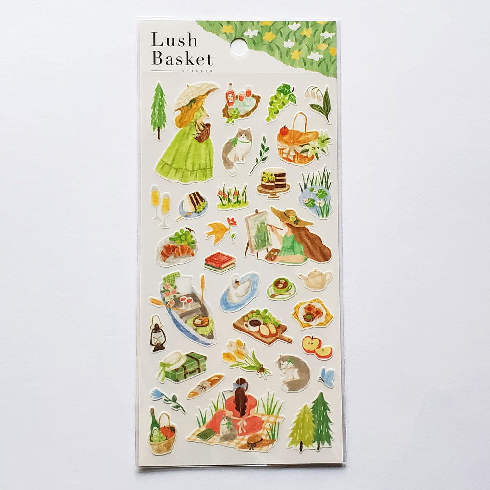 【文房具/ステーショナリー】ラッシュバスケットステッカーシール 82301 グリーン