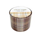 【マインドウェイブ】透明クリアテープ箔押し beige check 30mm