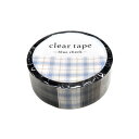 【マインドウェイブ】透明クリアテープ blue checkブルーチェック 15mm