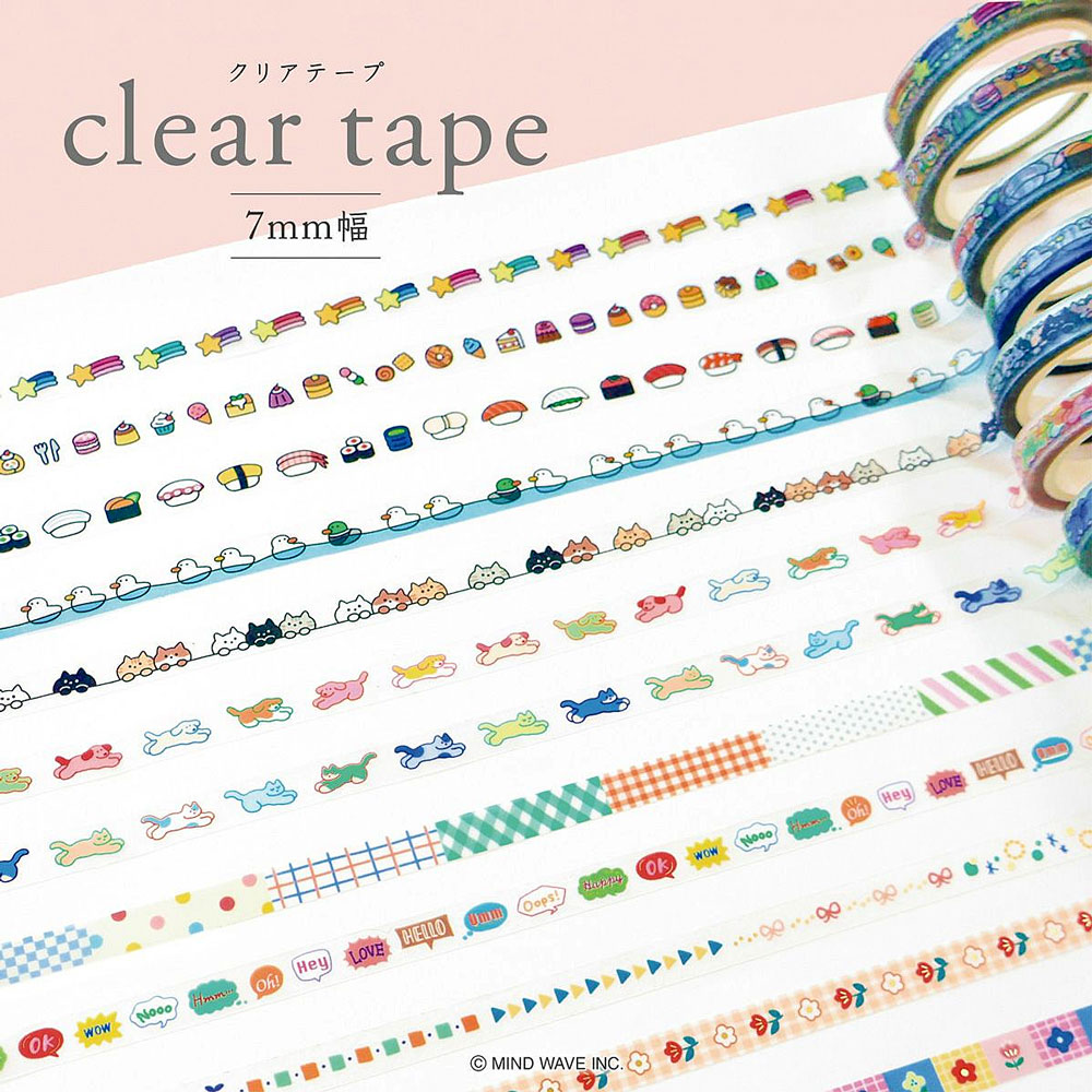 レインドロップスの【マインドウェイブ】7mm幅クリアテープ箔押し 95644 pop color 花1｜アングル2