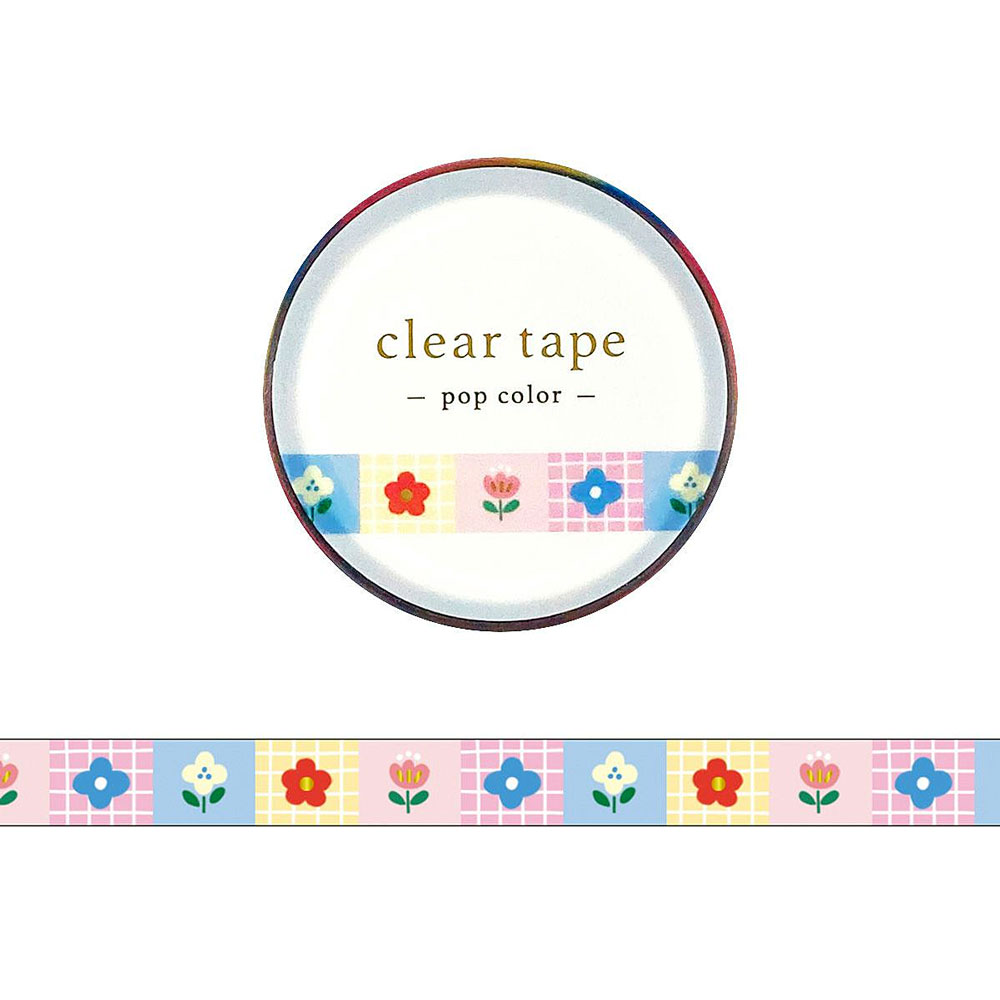 Rakuten - 【マインドウェイブ】7mm幅クリアテープ箔押し 95645 pop color 花2