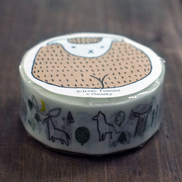 【倉敷意匠】絵と木工のトリノコマスキングテープもり（くろ）1巻