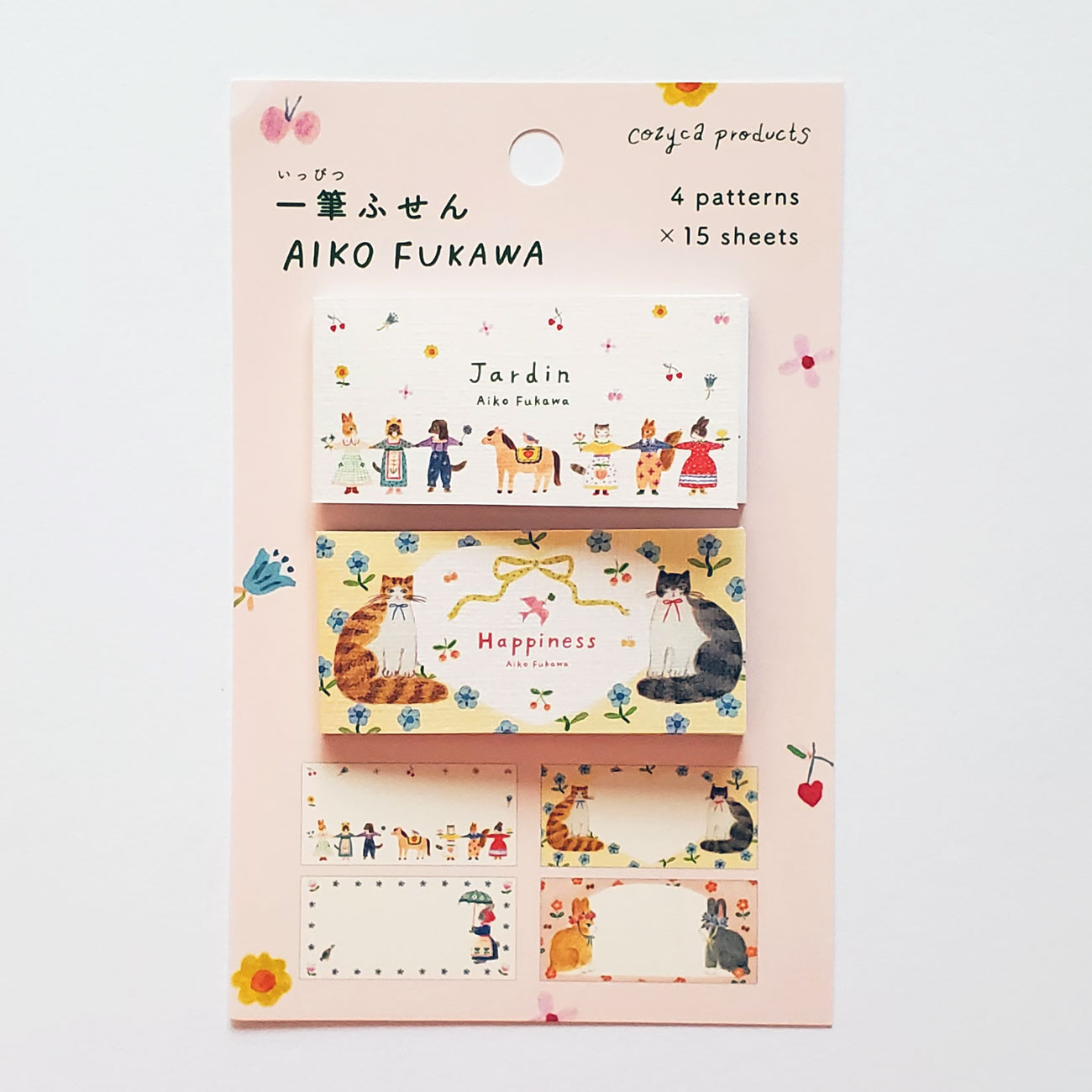 乐天商城 - 【文房具/ステーショナリー】Aiko Fukawa布川愛子　一筆ふせん ミニ付箋セット　Jardin・Happiness