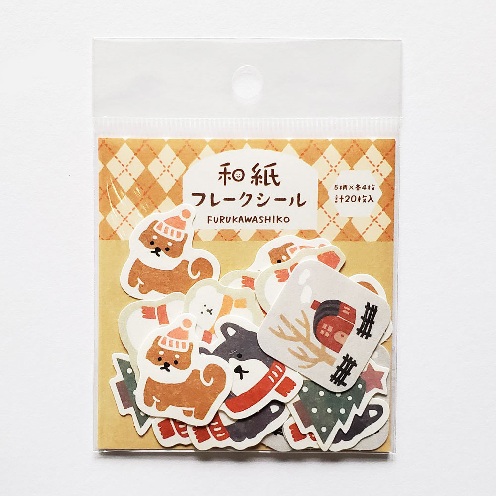 Rakuten - 【古川紙工 】和紙フレークシール　いぬと雪