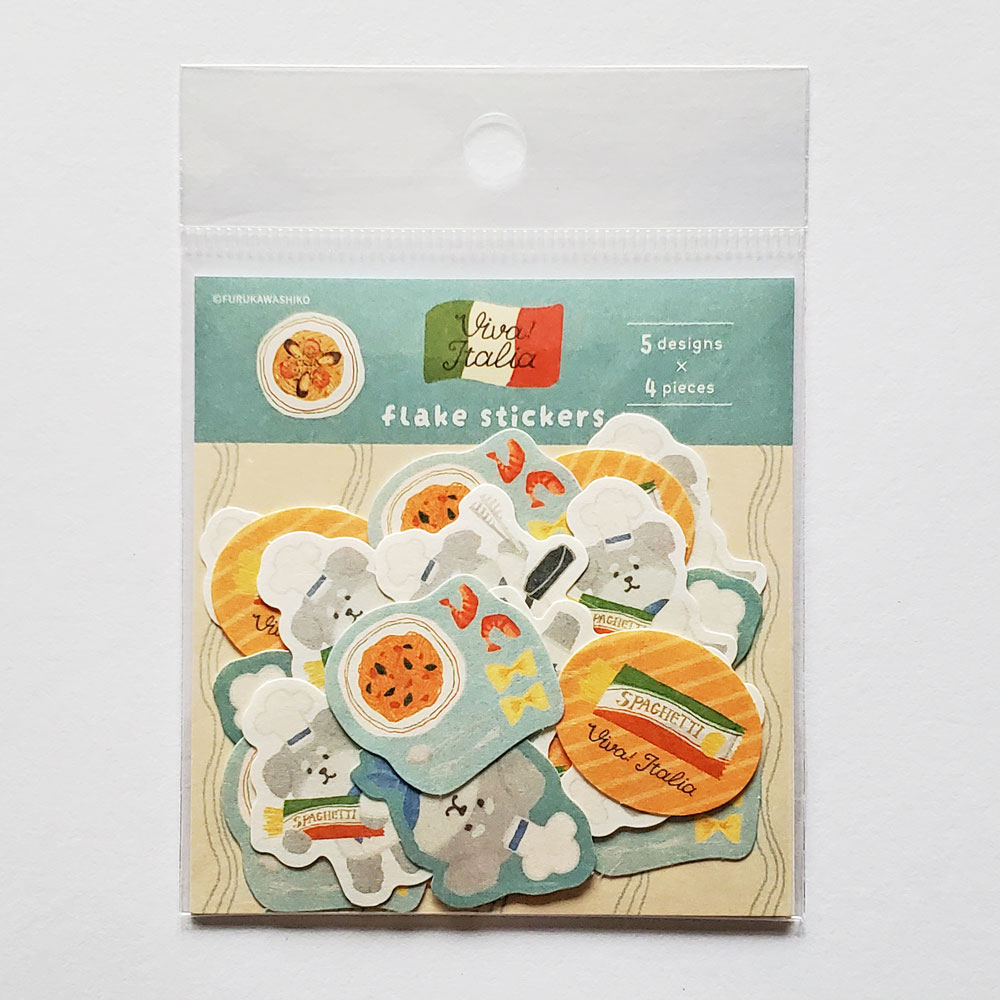 【古川紙工 】和紙フレークシール　パスタわんこ　ブルー