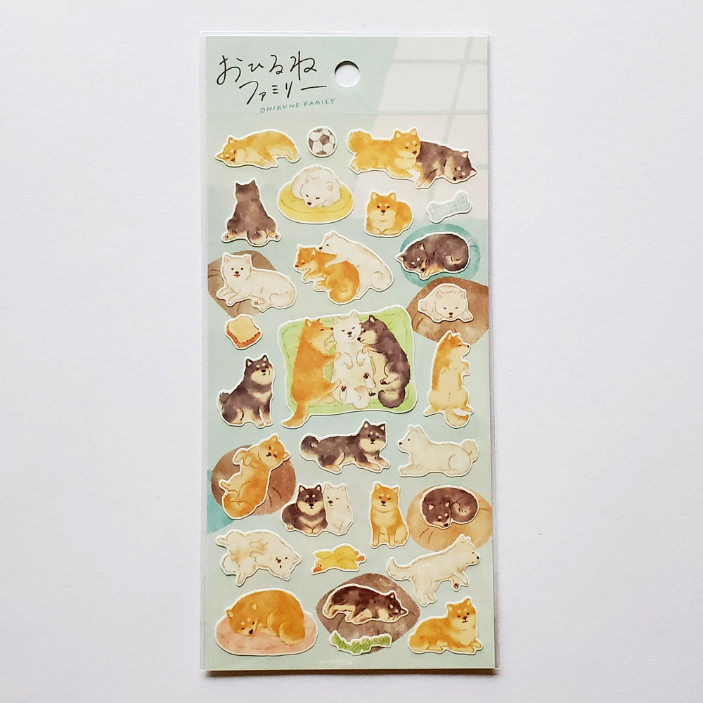 Rakuten - 【文房具/ステーショナリー】おひるねファミリーステッカーシール 82286 柴田さん家　シバ柴犬