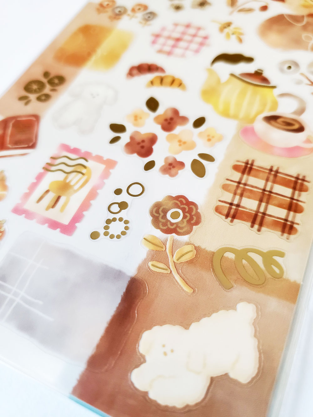 【文房具/ステーショナリー】デュードロップステッカーシール 82437 brownブラウン　もふもふわんこ