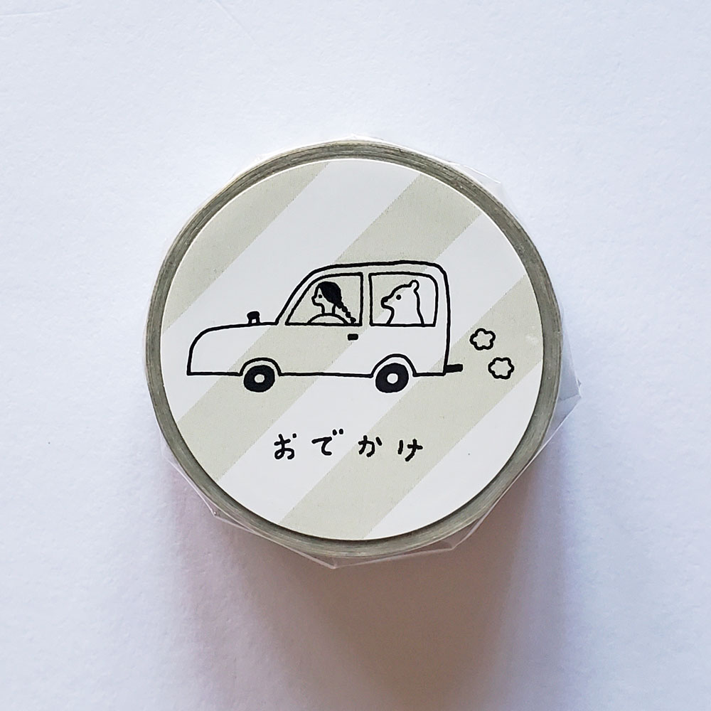 【文具ステーショナリー】ネクタイ×水縞 マスキングテープ おでかけ グレー