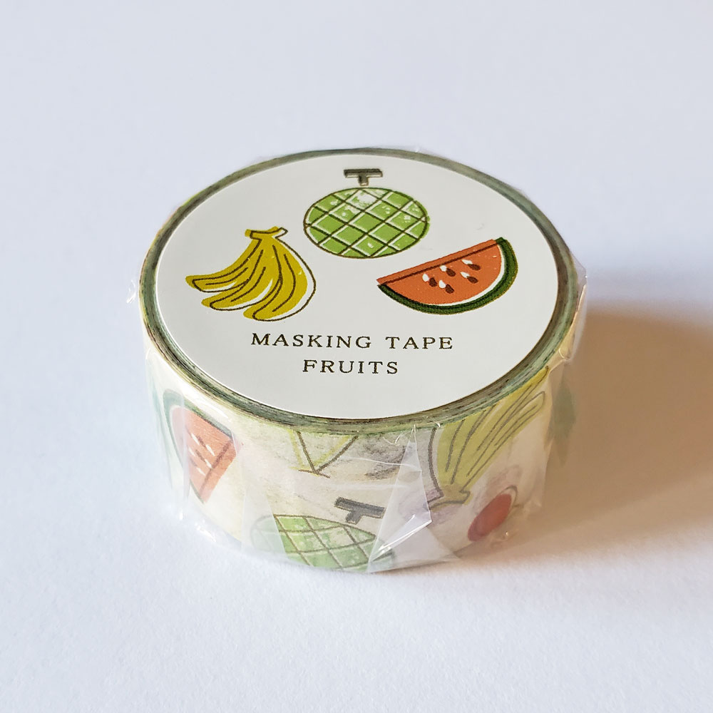 【文具ステーショナリー】水縞　マスキングテープ　フルーツ カラフル