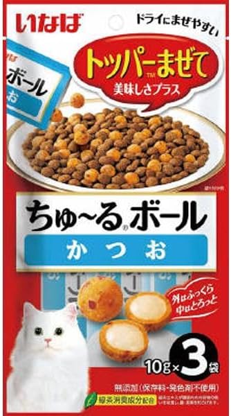 訳アリ期限切2026.4 いなば ちゅ〜るボール かつお 猫用(10g×3袋入)（パッケージシールのはがし跡等あり）（送料無料商品と同梱不可）[永42] [永43]