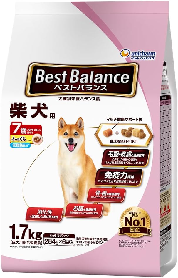 Rakuten - （訳アリ）ベストバランス ふっくら仕立て 柴犬用 7歳が近づく頃から始める低脂肪 1.7kg【期限切れ2025.12月】B-13