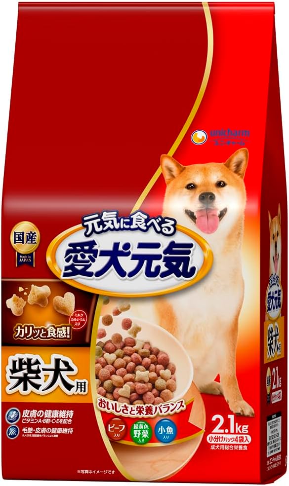 樂天商城 - 愛犬元気 柴犬用 ビーフ・緑黄色野菜・小魚入り 2.1kg【期限切れ2025.11月】